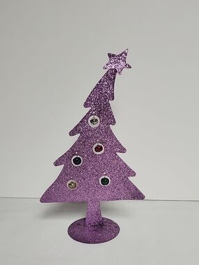 Glitter Purple Christmas Tree Table Decor - Unbranded